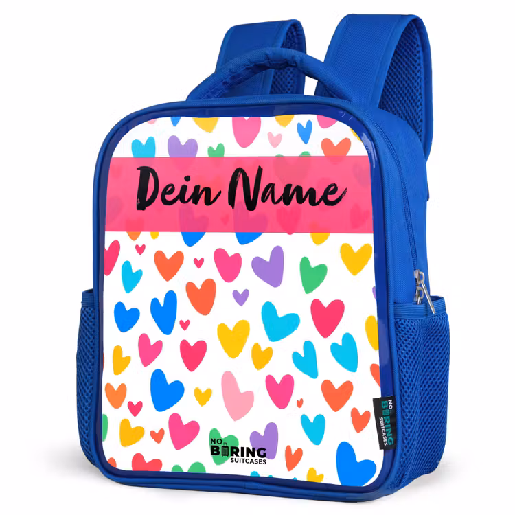 Kinderrucksack - Blau - Herzen - Bunt - Muster — 7