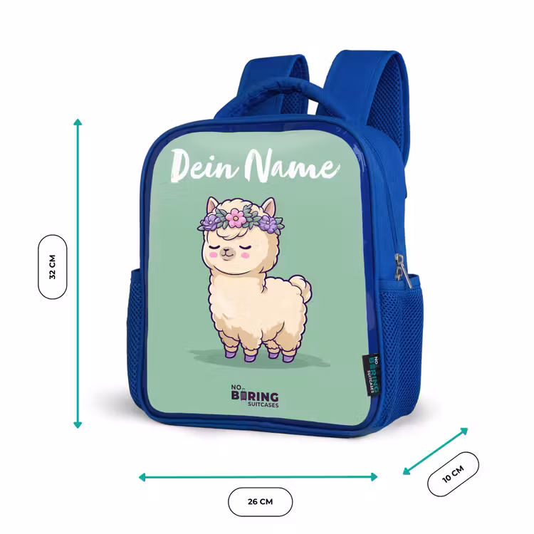 Kinderrucksack mit Namen - Blau - Kawai - Alpaka - Grün — 6