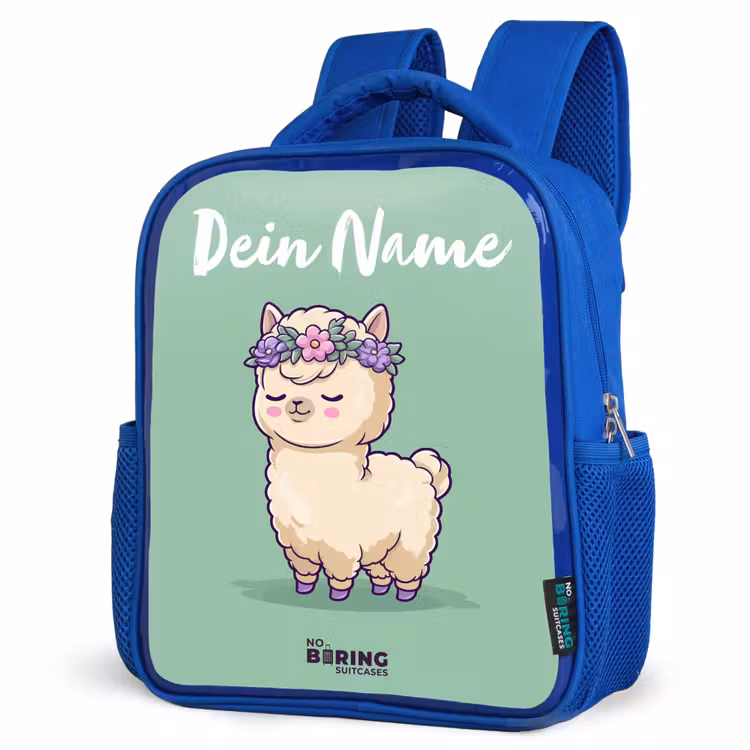 Kinderrucksack mit Namen - Blau - Kawai - Alpaka - Grün — 7