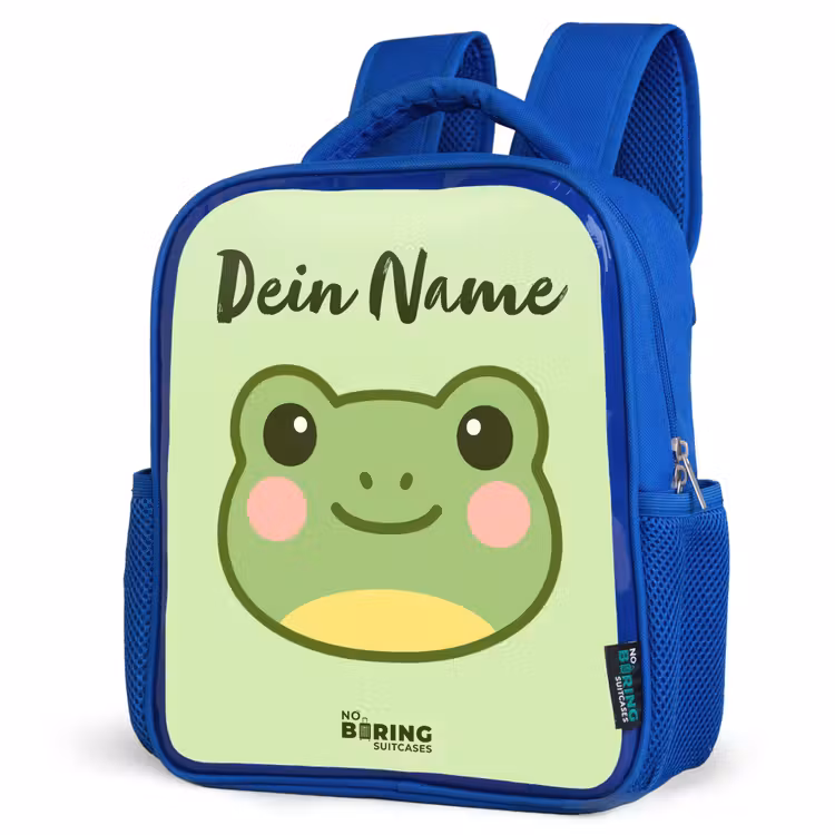 Kinderrucksack mit Namen - Blau - Kawai - Frosch - Grün — 7