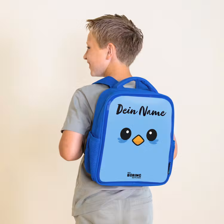 Kinderrucksack mit Namen - Blau - Kawai - Vogel - Blau — 2