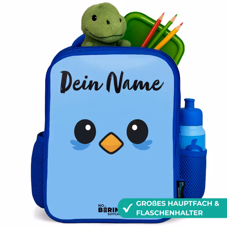 Kinderrucksack mit Namen - Blau - Kawai - Vogel - Blau — 3