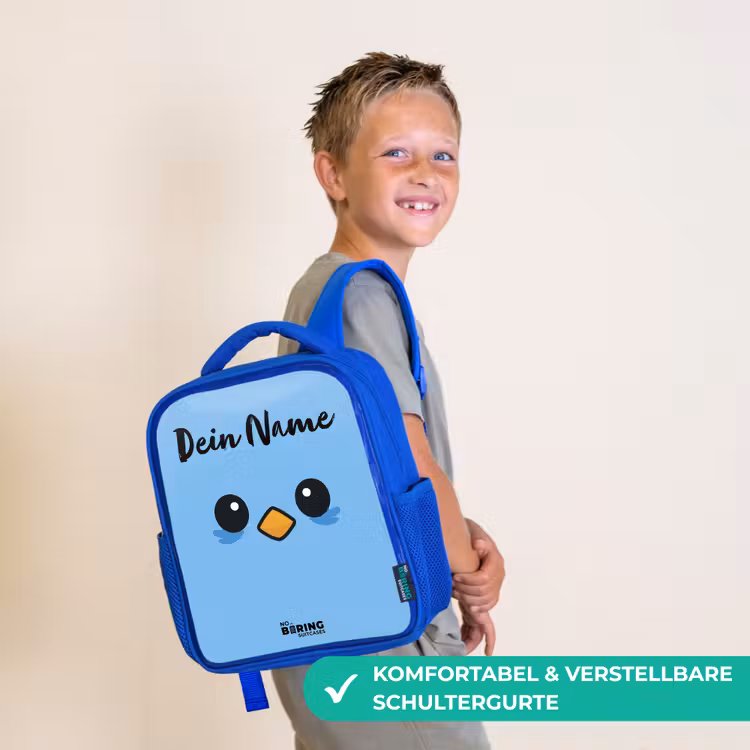 Kinderrucksack mit Namen - Blau - Kawai - Vogel - Blau — 5