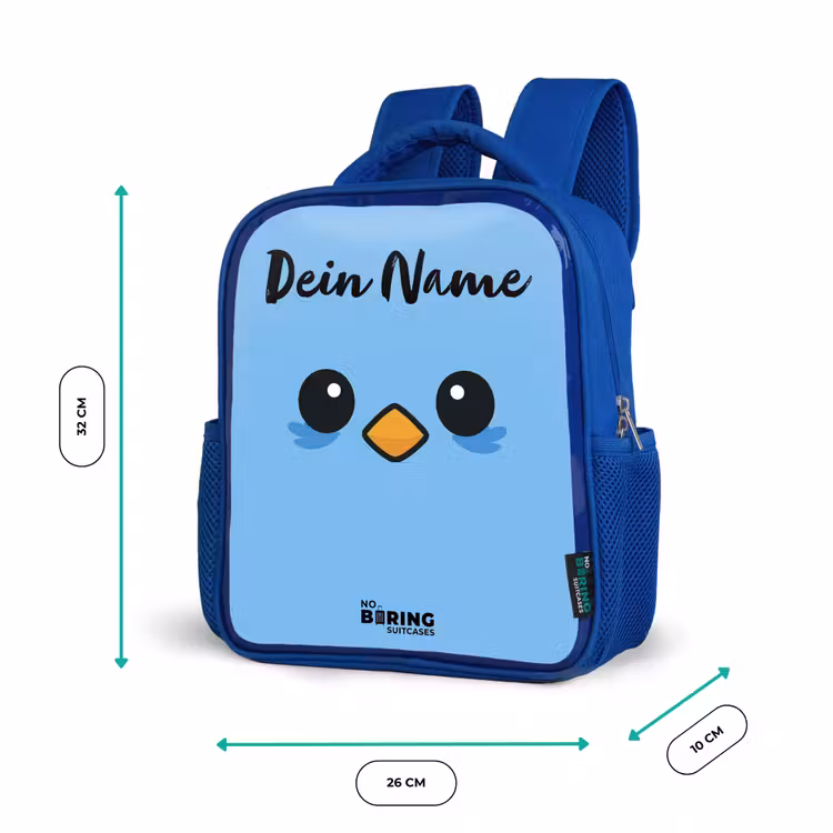 Kinderrucksack mit Namen - Blau - Kawai - Vogel - Blau — 6
