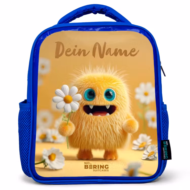 Kinderrucksack - Blau - Monster - Kreatur - Blume - Gelb — 1