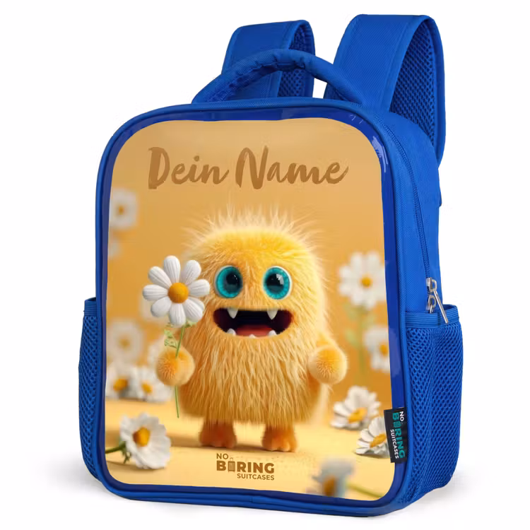 Kinderrucksack - Blau - Monster - Kreatur - Blume - Gelb — 7