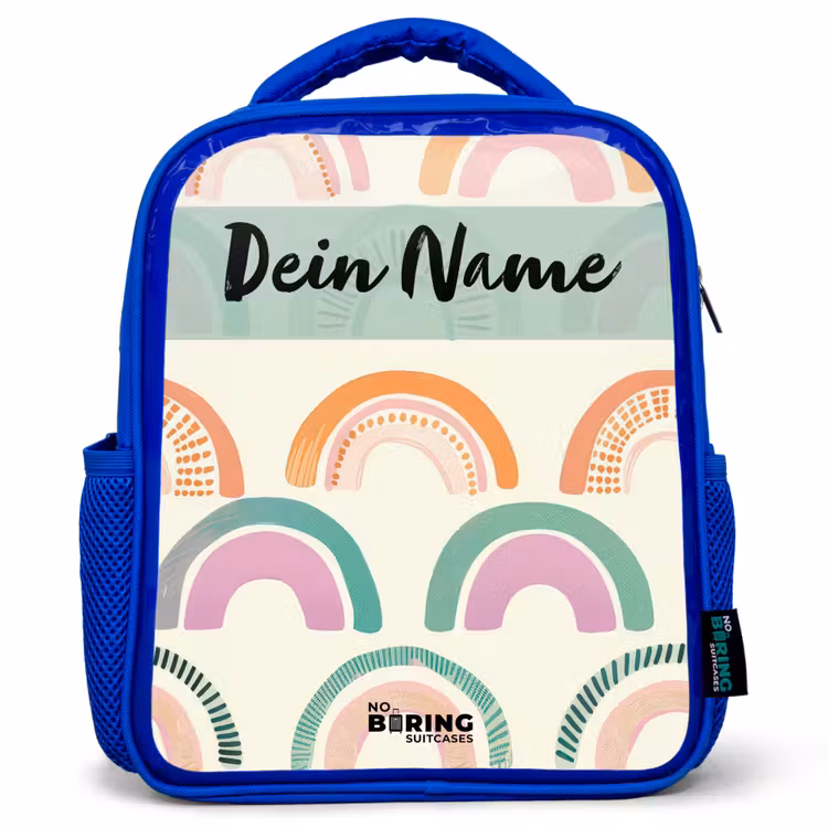 Kinderrucksack - Blau - Regenbogen - Pastell - Muster — 1