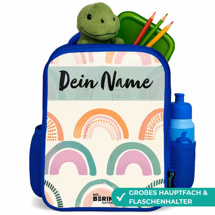 Kinderrucksack - Blau - Regenbogen - Pastell - Muster — 3