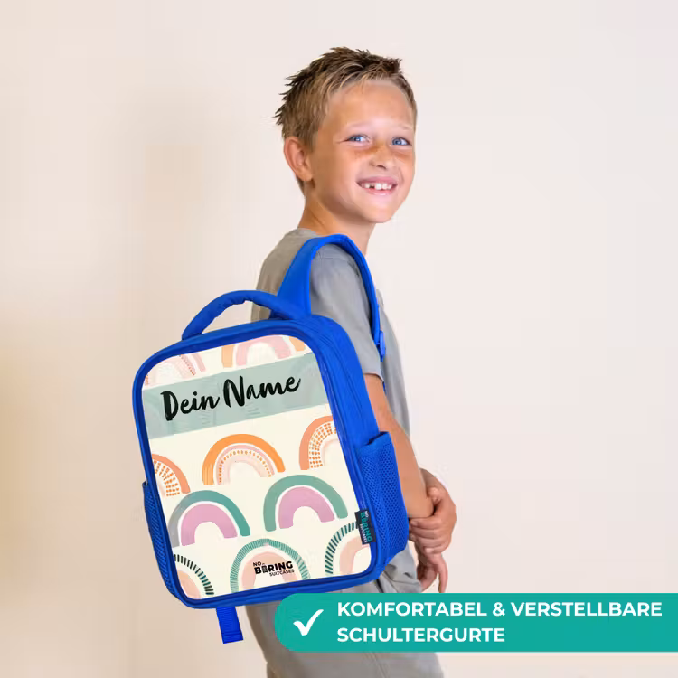 Kinderrucksack - Blau - Regenbogen - Pastell - Muster — 5