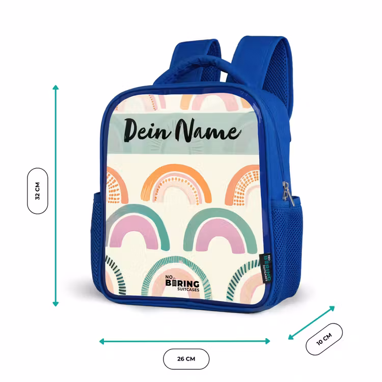 Kinderrucksack - Blau - Regenbogen - Pastell - Muster — 6
