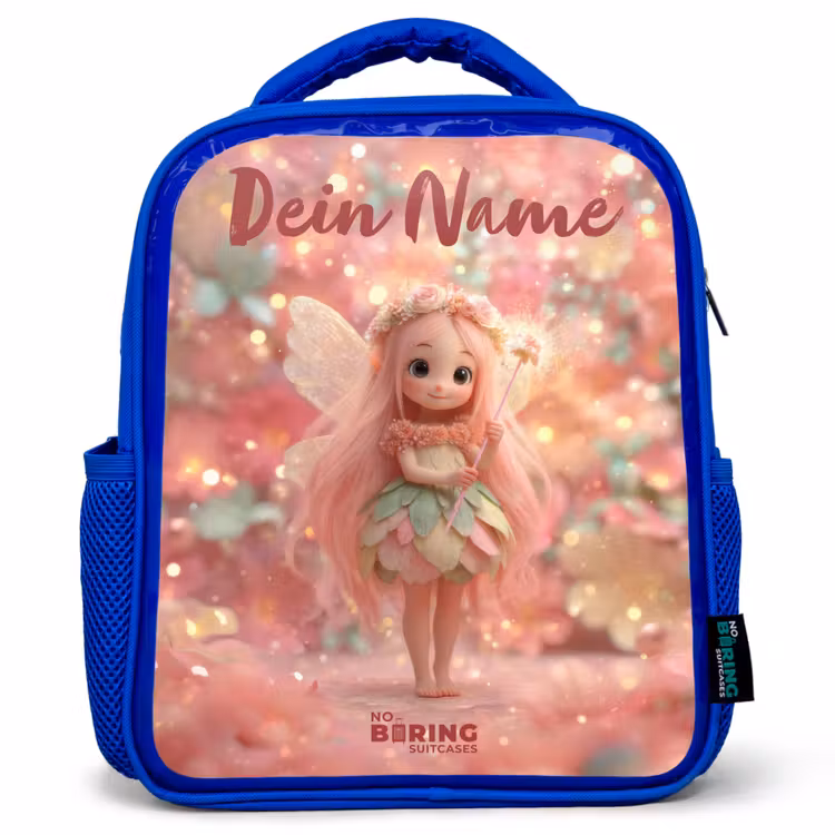 Kinderrucksack - Blau - Blumenfee in rosa Märchenwelt — 1