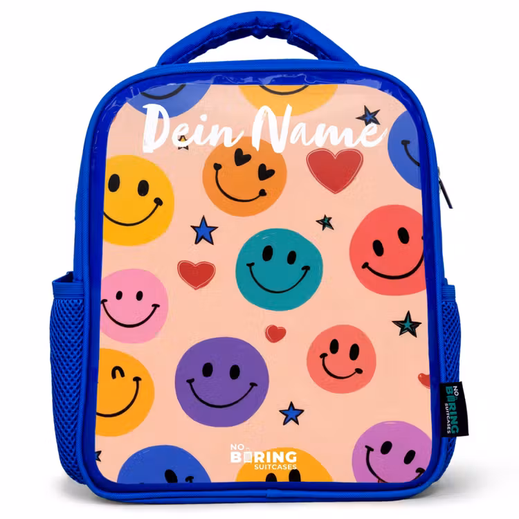 Kinderrucksack - Blau - Fröhliches Smiley-Muster — 1