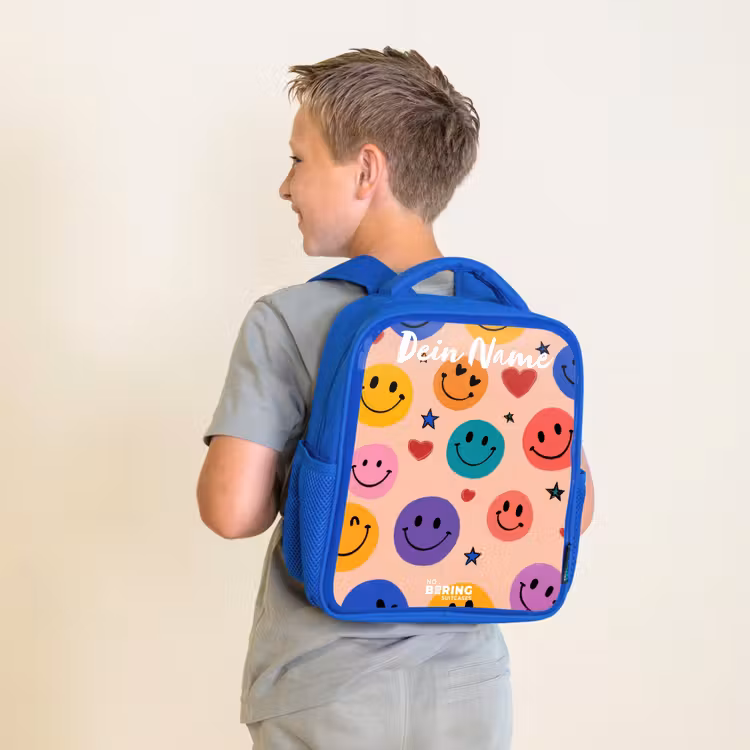 Kinderrucksack - Blau - Fröhliches Smiley-Muster — 2