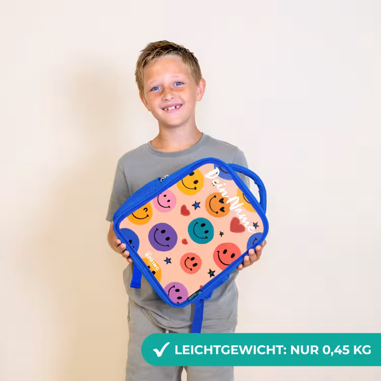 Kinderrucksack - Blau - Fröhliches Smiley-Muster — 4