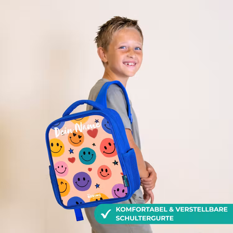 Kinderrucksack - Blau - Fröhliches Smiley-Muster — 5