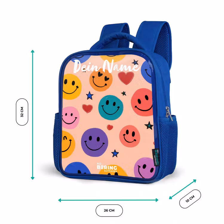 Kinderrucksack - Blau - Fröhliches Smiley-Muster — 6