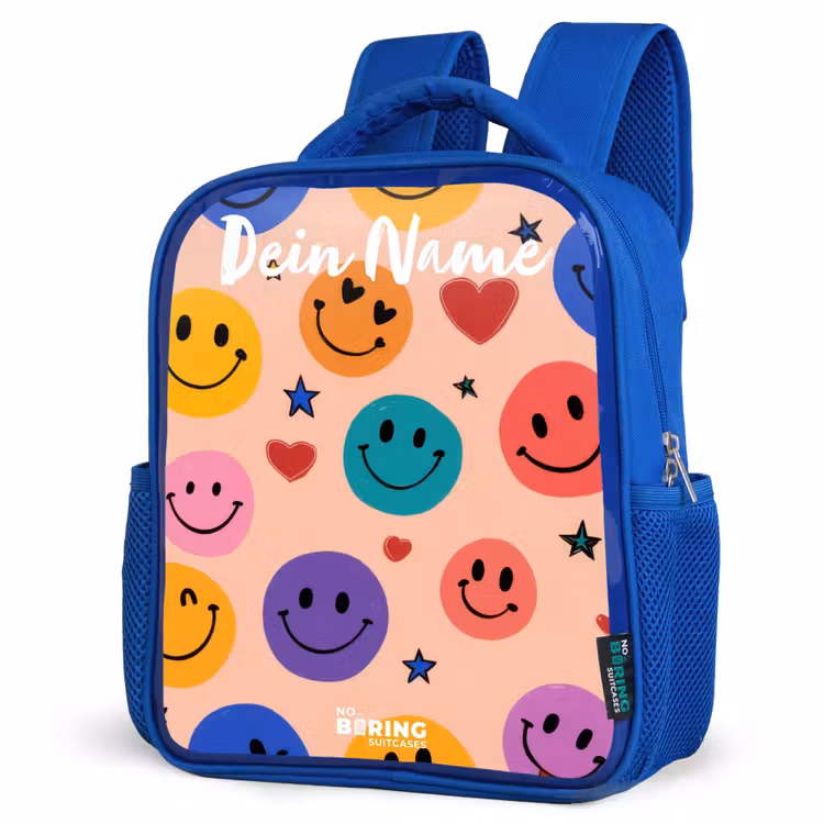 Kinderrucksack - Blau - Fröhliches Smiley-Muster — 7