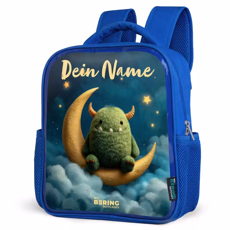 Kinderrucksack - Blau - Grünes Ungeheuer auf Mondsichel — 7