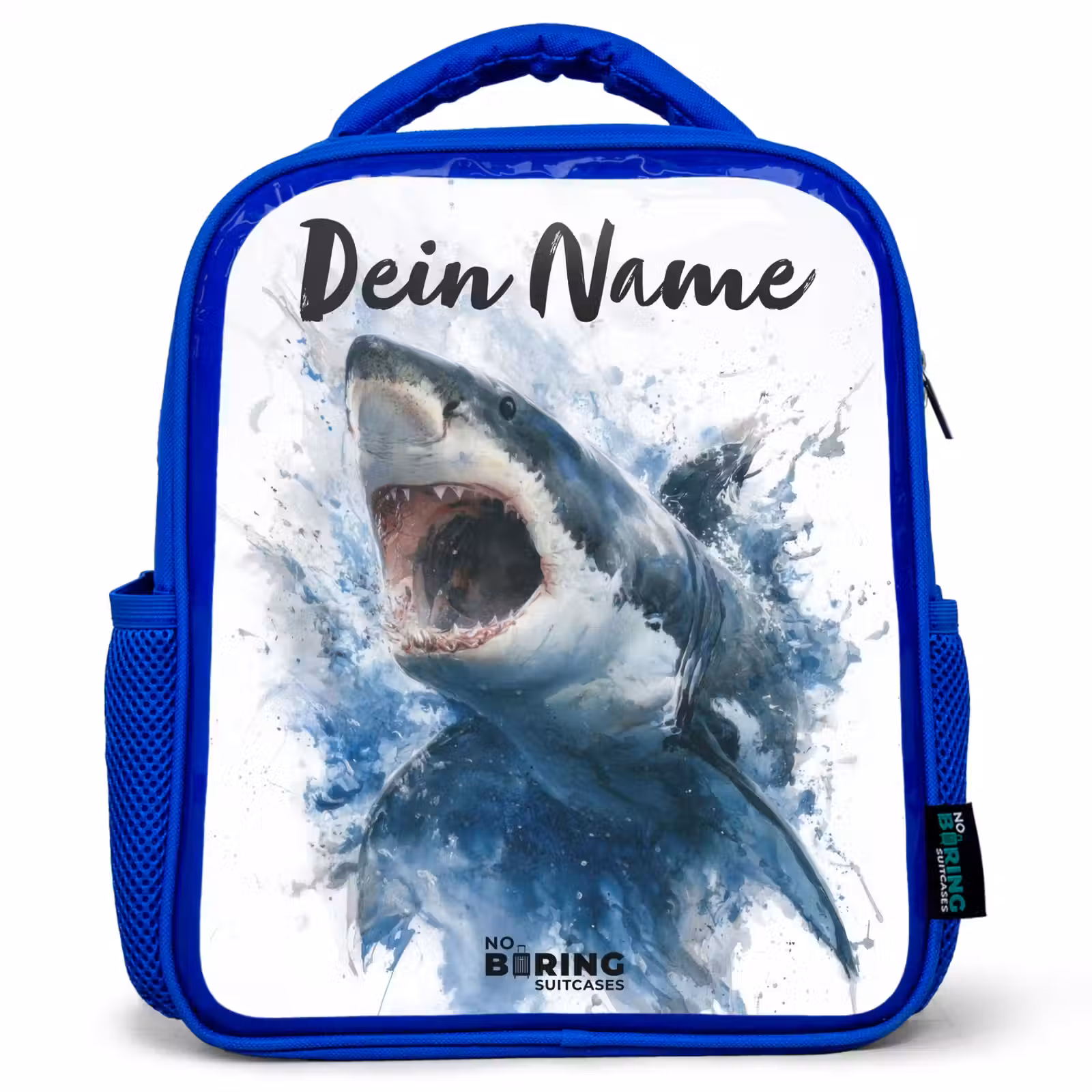 Kinderrucksack - Blau - Angreifender Hai in Aquarell — 1