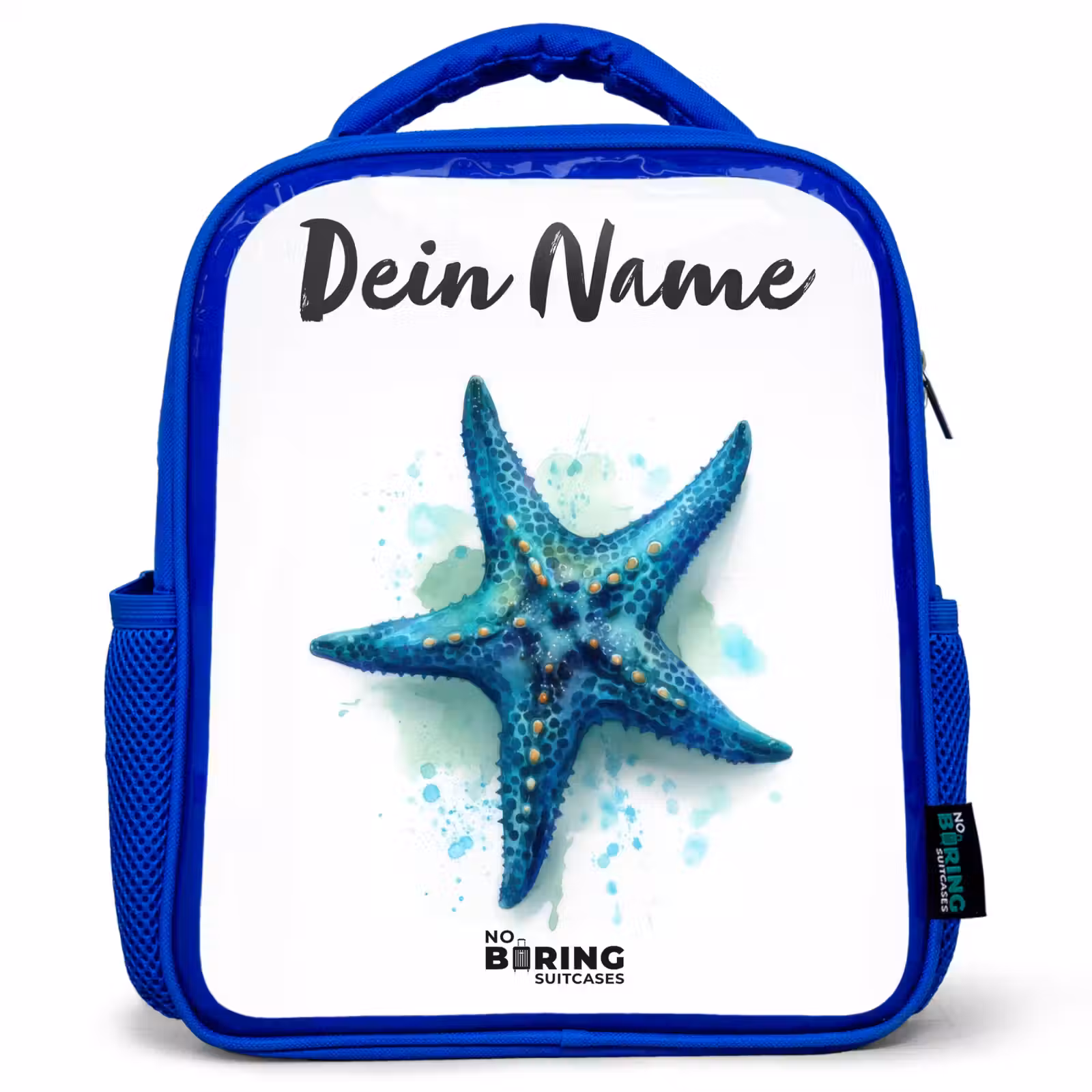 Kinderrucksack - Blau - Blauer Seestern auf weißem Hintergrund — 1