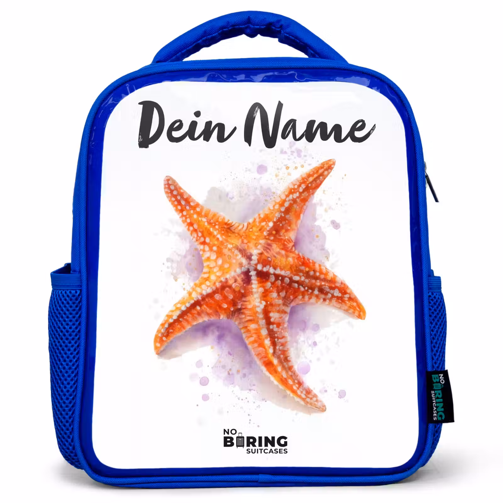 Kinderrucksack - Blau - Orange Seestern Illustration — 1