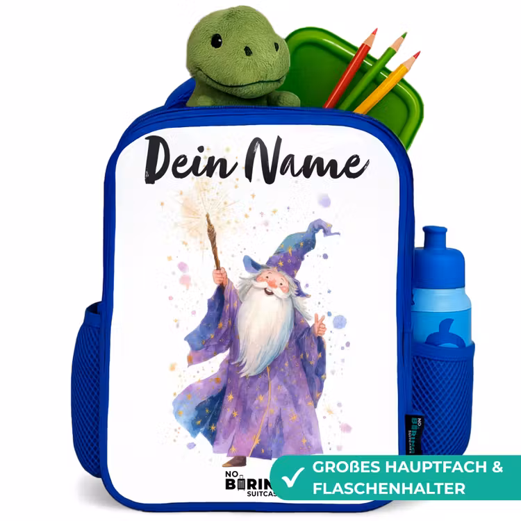 Kinderrucksack - Blau - Alter Magier mit Stab — 3
