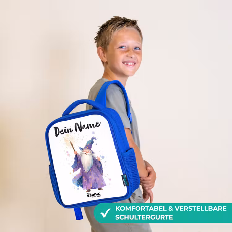 Kinderrucksack - Blau - Alter Magier mit Stab — 5