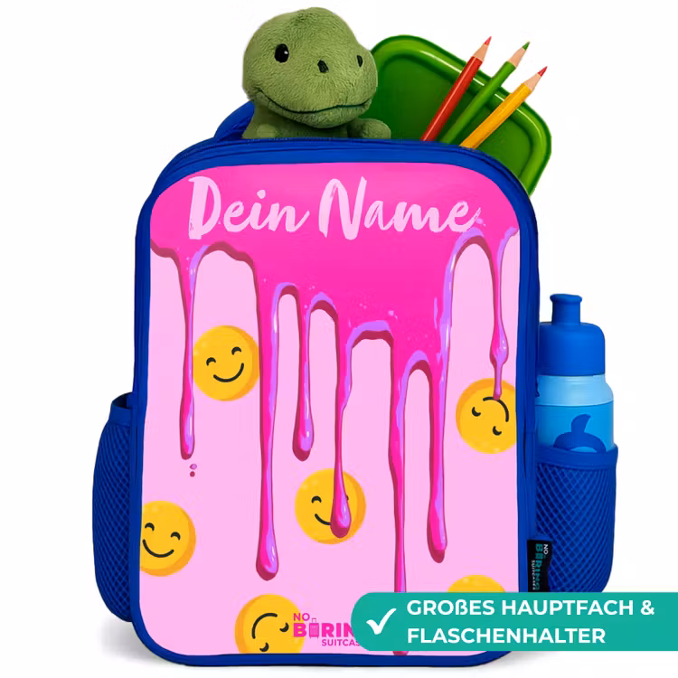 Kinderrucksack - Blau - Farbe - Smiley - Rosa — 3
