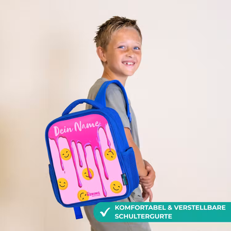 Kinderrucksack - Blau - Farbe - Smiley - Rosa — 5