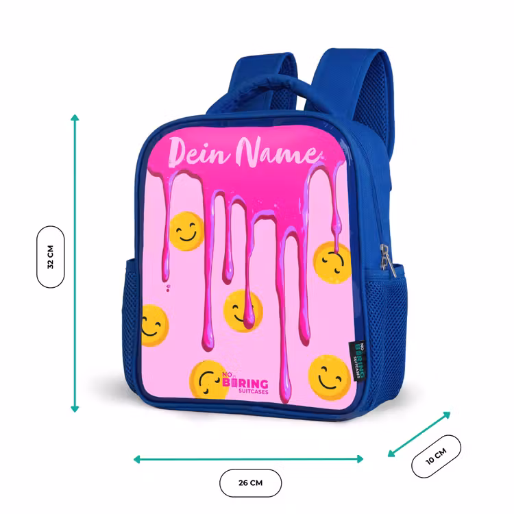 Kinderrucksack - Blau - Farbe - Smiley - Rosa — 6