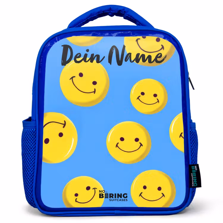 Kinderrucksack - Blau - Fröhlicher Smiley-Regen — 1