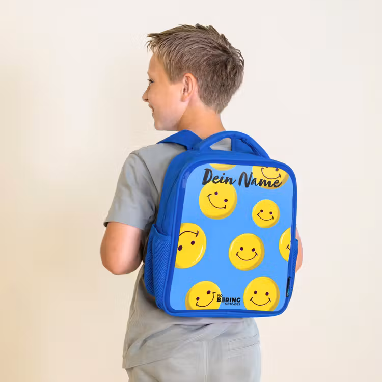 Kinderrucksack - Blau - Fröhlicher Smiley-Regen — 2