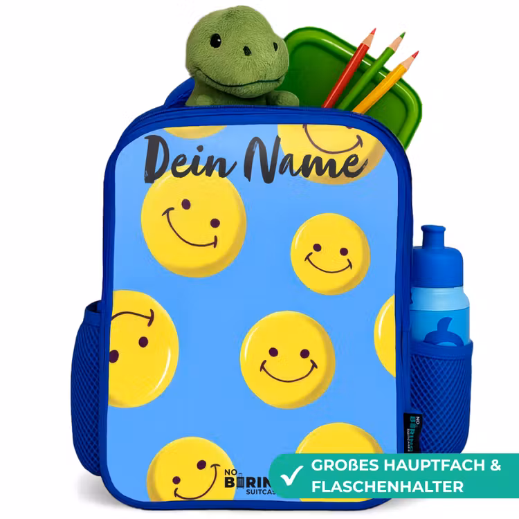 Kinderrucksack - Blau - Fröhlicher Smiley-Regen — 3
