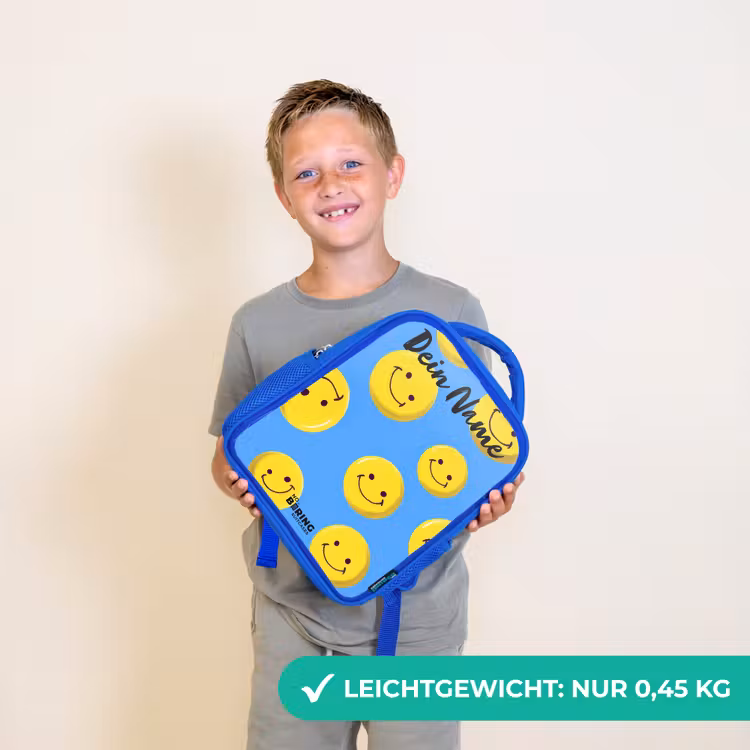 Kinderrucksack - Blau - Fröhlicher Smiley-Regen — 4