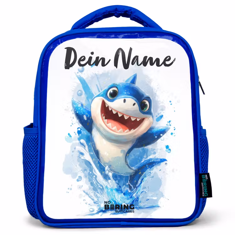 Kinderrucksack - Blau - Hai - Zähne - Wasser — 1