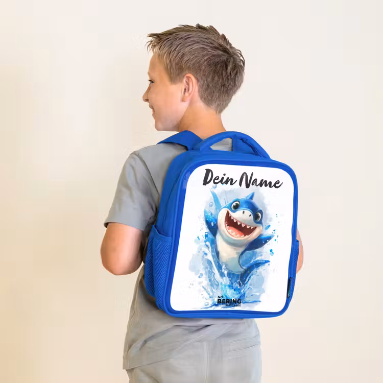 Kinderrucksack - Blau - Hai - Zähne - Wasser — 2