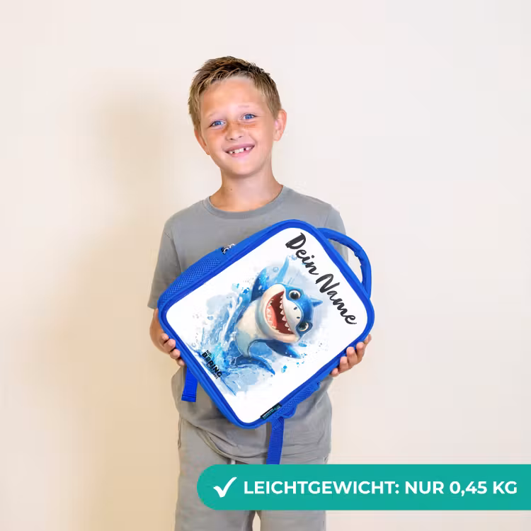 Kinderrucksack - Blau - Hai - Zähne - Wasser — 4