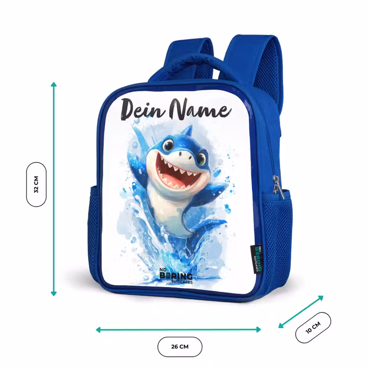 Kinderrucksack - Blau - Hai - Zähne - Wasser — 6