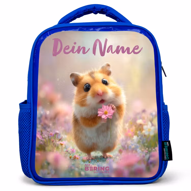 Kinderrucksack - Blau - Hamster - Blume - Natur - Tier — 1