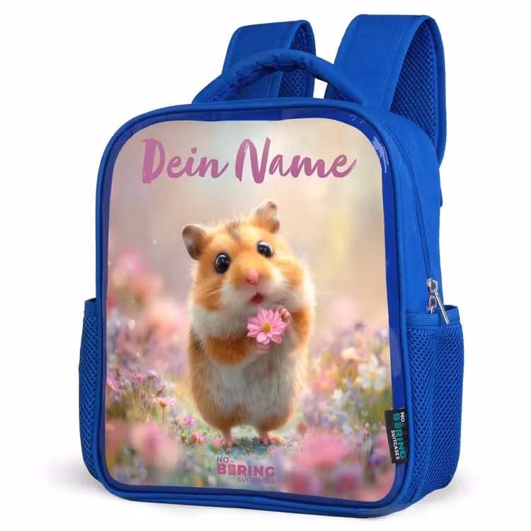 Kinderrucksack - Blau - Hamster - Blume - Natur - Tier — 7