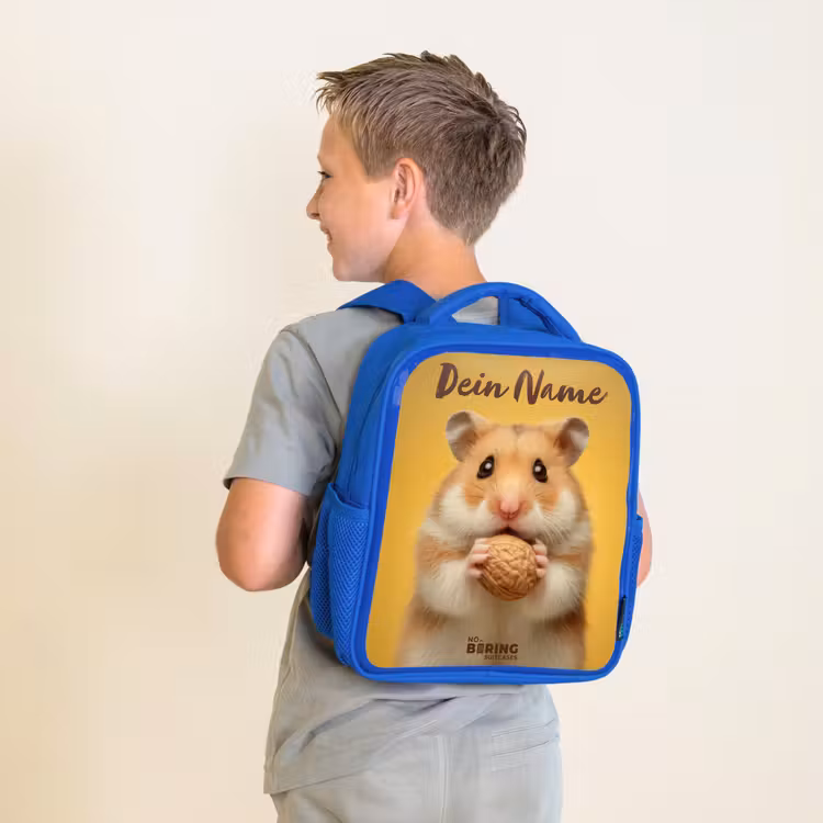 Kinderrucksack - Blau - Hamster - Walnuss - Tier — 2