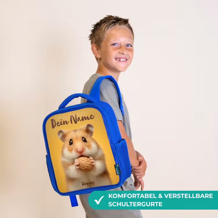 Kinderrucksack - Blau - Hamster - Walnuss - Tier — 5