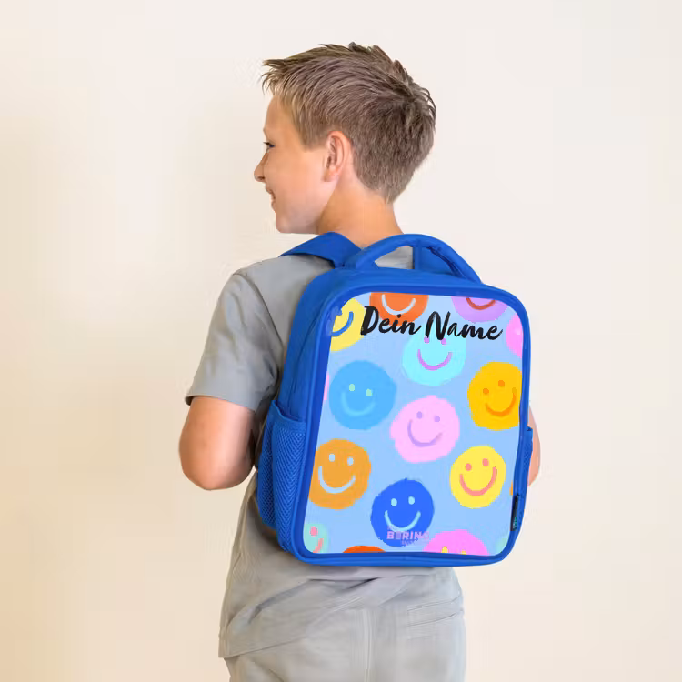 Kinderrucksack - Blau - Heiteres Muster von Smileys — 2