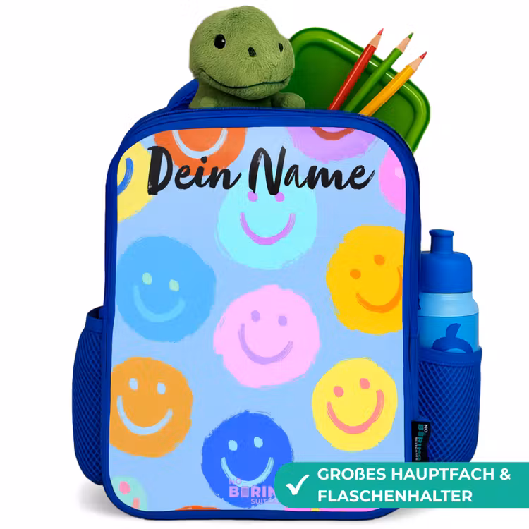 Kinderrucksack - Blau - Heiteres Muster von Smileys — 3