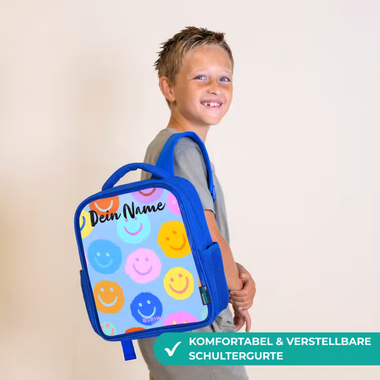 Kinderrucksack - Blau - Heiteres Muster von Smileys — 5