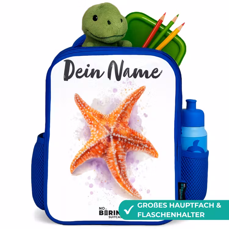 Kinderrucksack - Blau - Orange Seestern Illustration — 3
