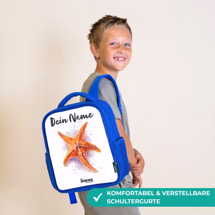 Kinderrucksack - Blau - Orange Seestern Illustration — 5