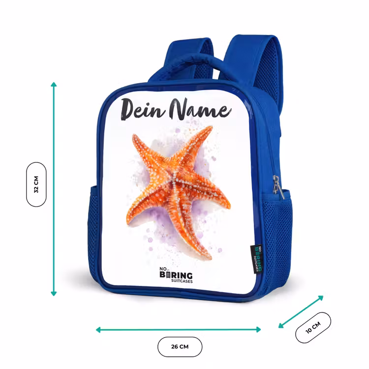 Kinderrucksack - Blau - Orange Seestern Illustration — 6