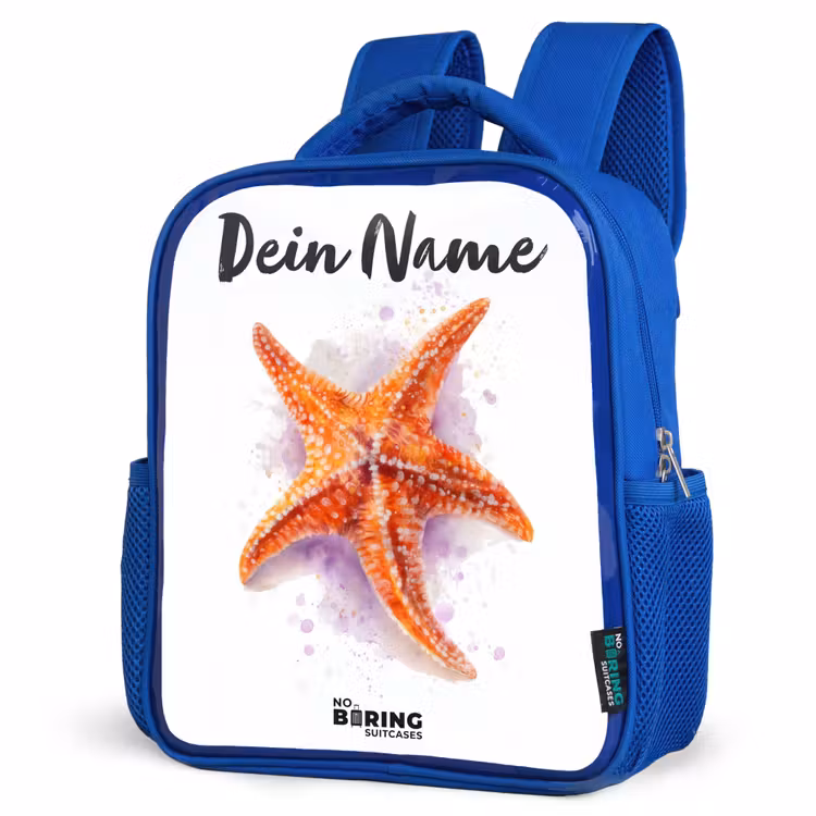Kinderrucksack - Blau - Orange Seestern Illustration — 7
