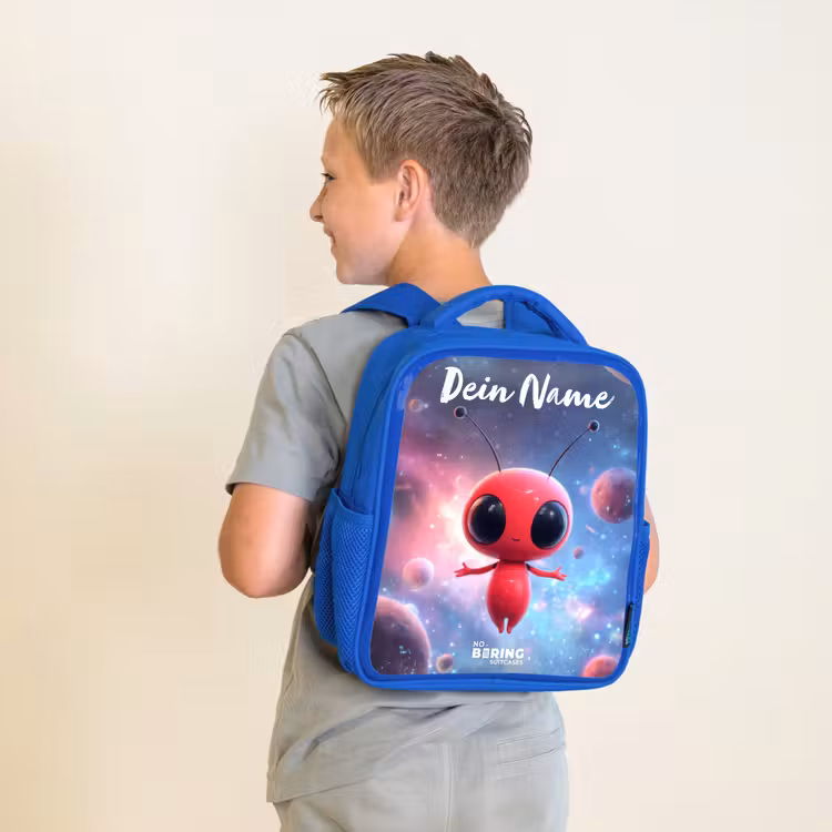 Kinderrucksack - Blau - Rotes Raumwesen im kosmischen Tanz — 2